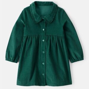 Toddler Girl Corduroy Long-Sleeve Occasion Dress - Green 2T